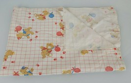 Dundee Vintage Baby Blanket Cotton Flannel Hobo Tramp Teddy Bear Red White Blue - $15.83