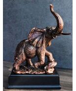 Ebros Safari Elephant Trumpeting Bronze Electroplated Figurine With Base... - $105.90 CAD