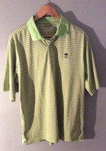 Mens Donald Ross Green Striped Golf Polo Shirt 1921 Logo Size L Bin O - $19.61