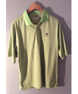 Mens Donald Ross Green Striped Golf Polo Shirt 1921 Logo Size L Bin O - £15.42 GBP