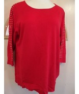 Calvin Klein 3/4 Sleeve Round Neck Dolman Sweater with Studd Sleeve - Re... - £6.60 GBP
