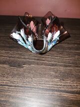 MCM Purple/Dark Wine Blown Glass Bowl With Hand Painted Flowers - $14.84