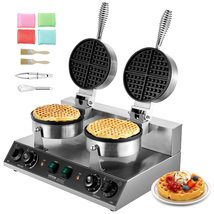 VEVOR Commercial Waffle Maker, Dual-Head Round Waffle Baker Machine, 2460W - €125,14 EUR