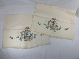 Vintage Stamped to Emborder - Tweety Bird Cage Floral  Pillow Case Set -... - $21.78