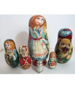 Hand Painted One of a Kind Russian Nesting Doll &quot;Alice in Wonderland&quot;by ... - £368.72 GBP