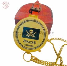 Antique Flat Pocket Compass with Pirates Sign Image Engraved || (Antique Brass C - £35.96 GBP