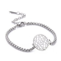 Bohemian Aum Bracelet Silver Stainless Steel Spiritual Om Boho Bangle - £12.75 GBP