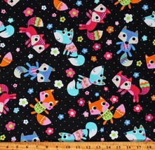 Flannel Colorful Foxes Fluffy Flannel Fox Kids Fabric Print by Yard D276.27 - £7.10 GBP