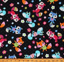 Flannel Colorful Foxes Fluffy Flannel Fox Kids Fabric Print by Yard D276.27 - £6.76 GBP