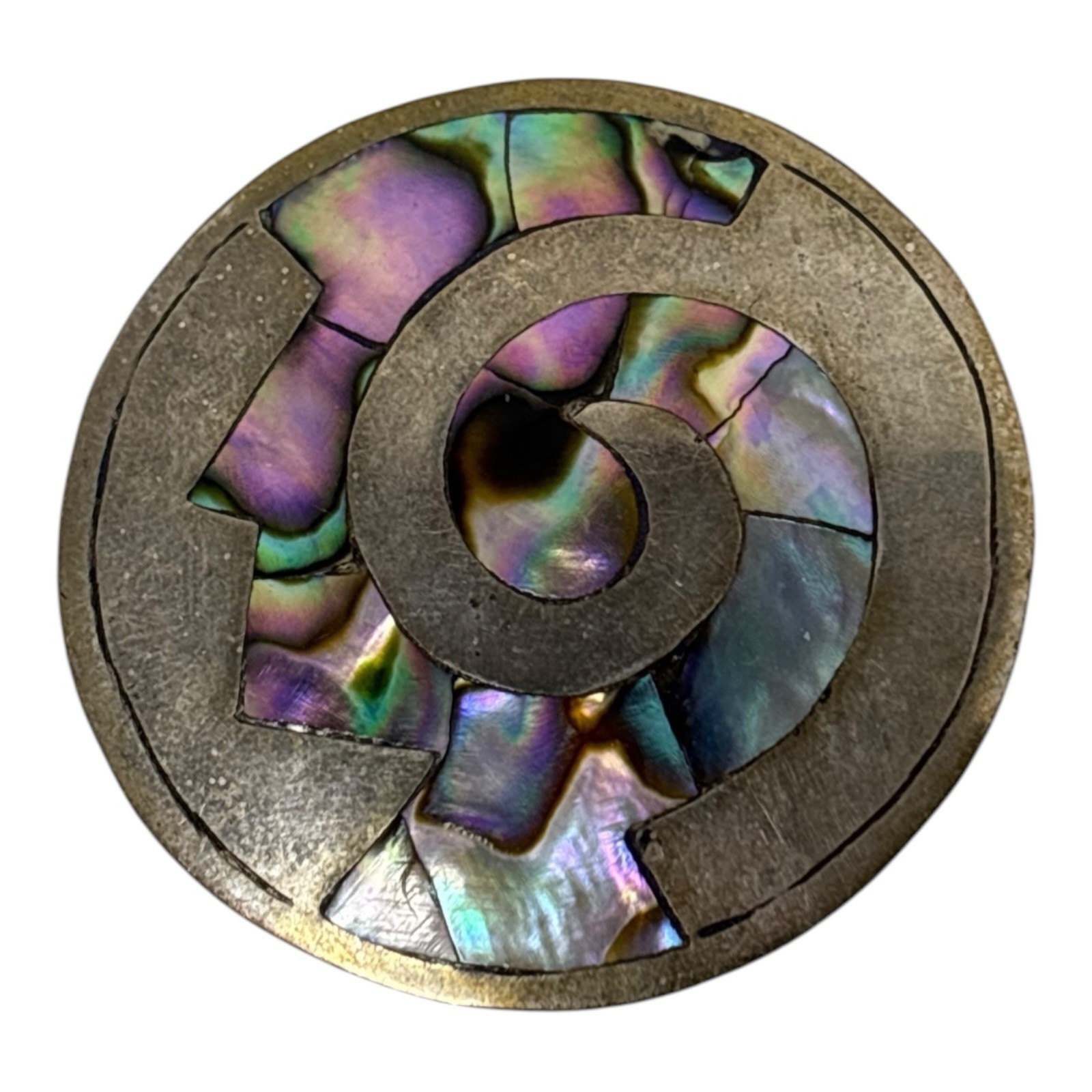 Vtg Artist Abalone Pin Silver 925 Swirl Taxco Mexico Brooch Pendant Shel... - $32.73