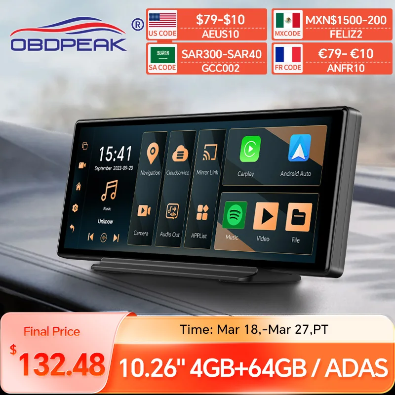 K50 4G+64G 10.26 4G Android 13 AI Screen GPS Navigation Carplay Android AUTO - £175.36 GBP+