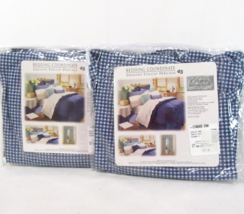 JCPenney Gingham Navy Blue Percale 2-PC Ruffled Standard Shams - £35.41 GBP