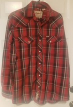 Rafter C Cowboy Collection Premium Quality Pearl Snap Red Black Plaid Sz... - £12.40 GBP