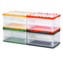 75L Folding Plastic Stackable Utility Crates 4 Pack Collapsible Storage Bins - £107.90 GBP