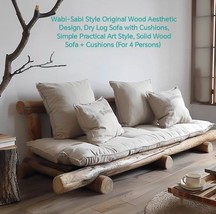 Wabi-Sabi Style Original Wood Aesthetic Design, Dry Log Sofa with Cushions - $3,279.00