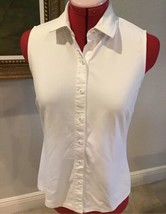 J. McLaughlin Size Small White Sleeveless Button Front Catalina Cloth Shirt EUC - $37.83