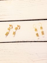 White Mother of Pearl and Gold Column Earrings - £11.99 GBP