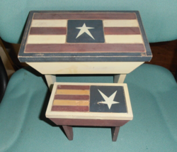 Set of 2 Williraye Stars and Stripes Small and Large Wooden Benches WW7714 - £31.00 GBP