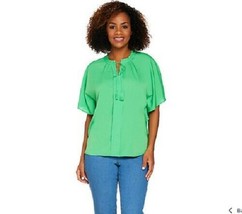 C. Wonder Flutter Sleeve Scarf Top with Tassels Vibrant Green Size 1X A289699 - £12.91 GBP
