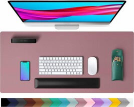 Leather Desk Pad Protector,Mouse Pad,Office Desk, 31.5&quot; X 15.7&quot;, Dark Pink - $46.10 CAD