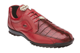 Men&#39;s Vasco Belvedere Hornback Crocodile Soft Calf Sneaker Shoes Red 336122 - £350.85 GBP
