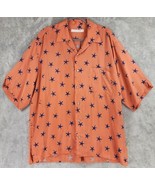 Equilibrio Shirt Men Extra Large Orange Blue Star Cupro Button Up Made I... - £29.58 GBP