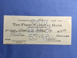 1925 The First National Bank of Gainesville Florida FL FLA Obsolete Chec... - $19.78