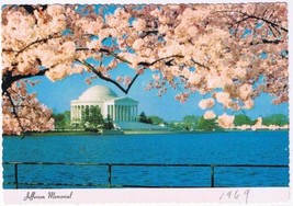District Of Columbia DC Postcard Washington Jefferson Memorial Cherry Blossoms - £2.32 GBP
