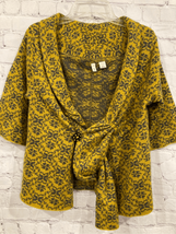 Moth Anthropologie Womens Medium 100% Wool Sweater Cardigan Mustard Printed - $37.86