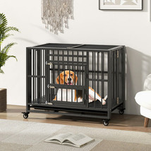 Foldable Heavy-Duty Metal Dog Cage Chew-proof Dog Crate with Lockable Universal - £175.41 GBP