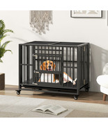 Foldable Heavy-Duty Metal Dog Cage Chew-proof Dog Crate with Lockable Un... - £202.94 GBP