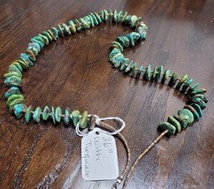 Vintage Sectional TURQUOISE Sterling Silver Necklace Old Pawn 36&quot; Long Rough Cut - £590.97 GBP