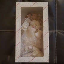 NIB Dillard&#39;s Trimmings Blonde Porcelain Doll Tree Topper with Baby Doll... - £22.76 GBP