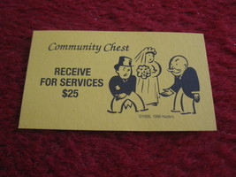 2004 Monopoly Board Game Piece: Recieve for Services Community Chest Card  - £0.78 GBP