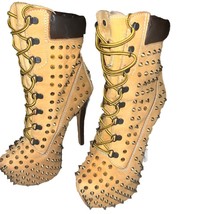 ZiGi Girl Z-Jo Studs 7.5 Platform Stilette  Leather Lace Up Ankle Boots ... - £46.80 GBP