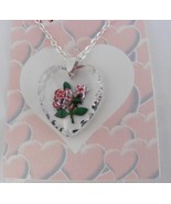 Hand painted Red Rose on a heart shaped crystal pendant - £32.75 GBP