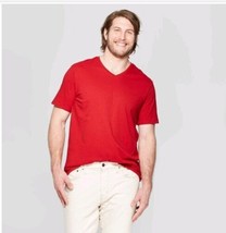Goodfellow &amp; Co Men&#39;s Size 2XLT Short Sleeve Lyndale V-Neck T-Shirt RED (P) - £9.76 GBP