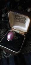 Antique Vintage 1910-s Edwardian Large Pink Pearl Silver Ring Size UK Q ... - £100.43 GBP