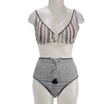 JESSICA SIMPSON Women&#39;s Swimsuit Multi Geometric Bikini Top Size L Botto... - $22.49
