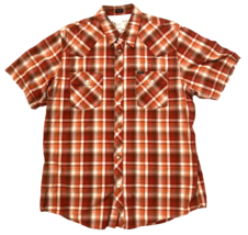 Bullhead Pearl Snap Shirt Mens Extra Large Rust Plaid Western Cowboy Rod... - $18.69