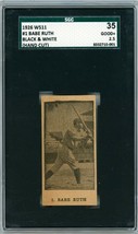 1926 W511 Babe Ruth #1 Black &amp; White Hand Cut SGC 35 P1325 - £7,108.02 GBP