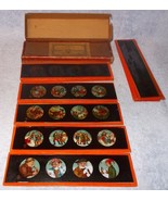 Antique German Glass Magic Lantern Viewer Slides Original Box of Twelve - $139.95