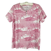 Coral Bay Pink Palm Island Tropical Short Sleeve Knit Blouse T Shirt Top... - £15.91 GBP