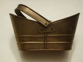 000 Vintage BRASS Basket Dish with Handle India Made - $12.99
