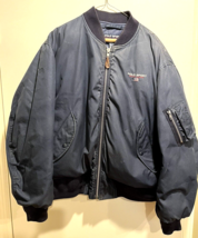 Vintage Polo Sport Ralph Lauren Bomber Flight Jacket Size XL Down Navy Zip Up - £135.56 GBP