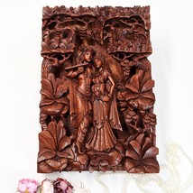 Hand Carved Wooden Hindu God - Radha Krishna Chanting Mandir Sculpture Art Templ - £311.61 GBP