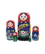 Handpainted Zagorsk Doll 5pc Tallest 4&quot; 100% Natural Linden Wood - $78.56 CAD