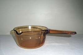 Visions Corning Ware Amber 1 Liter Saucepan Pot with Spout No Lid Made USA - £11.66 GBP