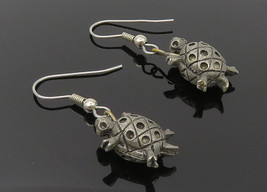 925 Sterling Silver - Vintage Oxidized Sea Turtle Motif Dangle Earrings - EG5783 - £32.71 GBP