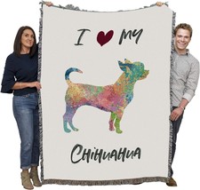 I Love My Chihuahua Paint Splash Blanket: A Gift For Dog Lovers; Cotton Tapestry - £61.54 GBP